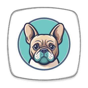 Bouledogue Français Chien Race Dessin animé Kawaii Clipart - Magnet carré - blanc - Devant
