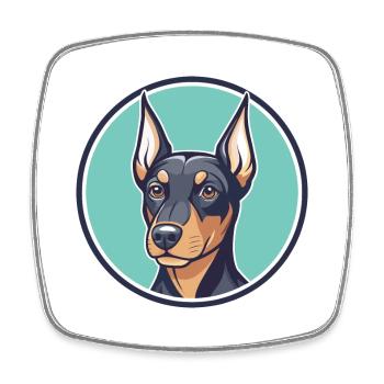 German Pinscher Dog Breed Cartoon Kawaii Clipart - Square fridge magnet - white - Front
