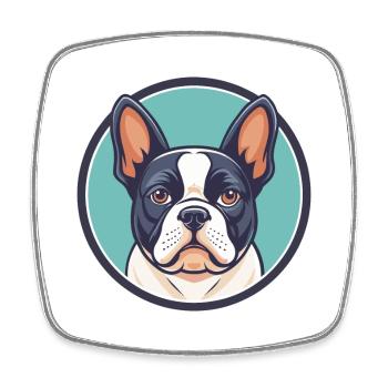 Grand Anglo Francais Blanc Et Noir Dog Cartoon Pet - Square fridge magnet - white - Front