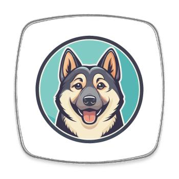 Hallefors Elkhound Dog Breed Cartoon Kawaii - Square fridge magnet - white - Front