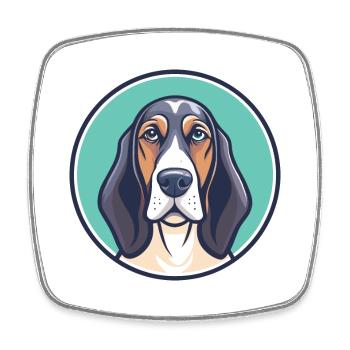 Hanover Hound Chien Race Dessin animé Kawaii Clipart Animal de compagnie - Magnet carré - blanc - Devant