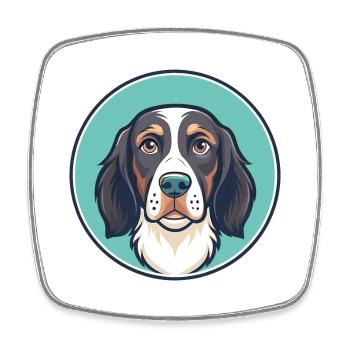 Frisian Pointing Dog Breed Cartoon Kawaii Clipart - Square fridge magnet - white - Front