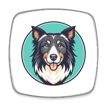 Berger géorgien chien race dessin animé Kawaii Clipart - Magnet carré - blanc - Devant