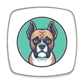 Deutscher Boxer Hund Rasse Cartoon Kawaii Clipart Haustier - Viereckiger Kühlschrankmagnet - Weiß - Vorne