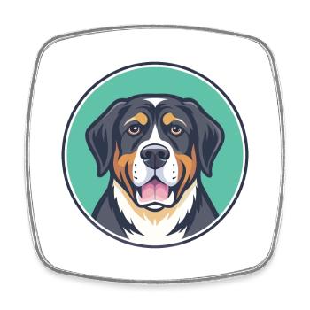 Grand Bouvier Suisse Race Dessin Animé Kawaii - Magnet carré - blanc - Devant