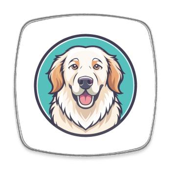 Grande Pyrénées Chien Race Dessin animé Kawaii Clipart - Magnet carré - blanc - Devant