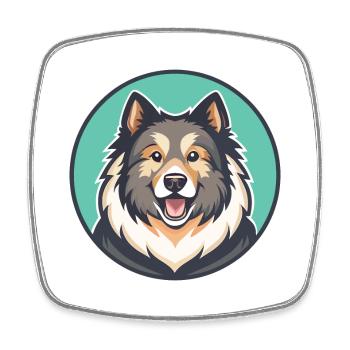 Chien de berger de l’Himalaya Chien Race Dessin animé Kawaii - Magnet carré - blanc - Devant