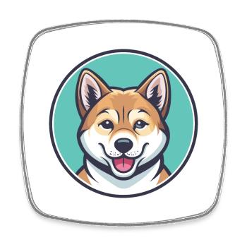 Hokkaido Dog Breed Colorful Cartoon Kawaii Clipart - Square fridge magnet - white - Front