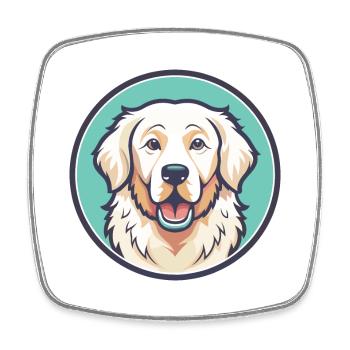 Ungarische Kuvasz Hunderasse Cartoon Kawaii Clipart - Viereckiger Kühlschrankmagnet - Weiß - Vorne