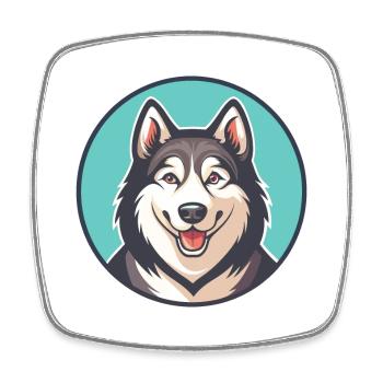 Husky Dog Breed Cartoon Kawaii Clipart Animal Pet - Square fridge magnet - white - Front