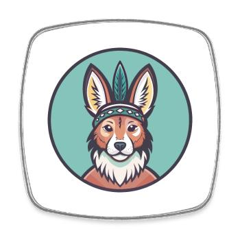 Hare Indian Dog Breed Funny Cartoon Kawaii Clipart - Square fridge magnet - white - Front