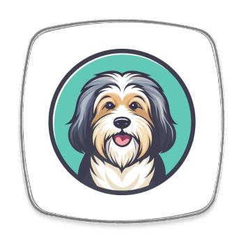 Race de chien havanais Dessin animé coloré Kawaii Clipart - Magnet carré - blanc - Devant