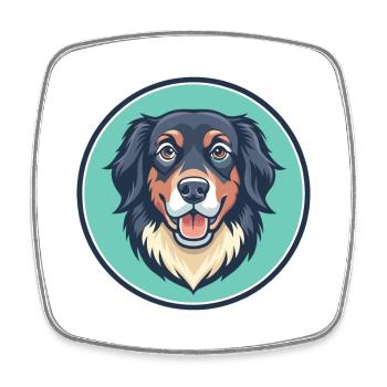 Hovawart Chien Race Coloré Dessin animé Kawaii Clipart - Magnet carré - blanc - Devant