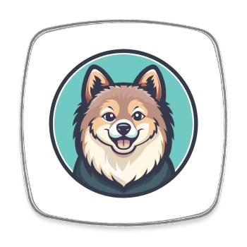 Indian Spitz Dog Breed Cartoon Kawaii Clipart Pet - Square fridge magnet - white - Front