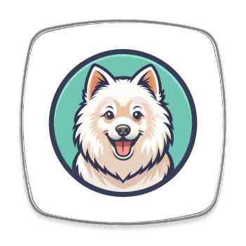 Spitz japonais chien race dessin animé Kawaii Clipart - Magnet carré - blanc - Devant