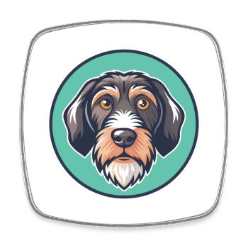Chien courant à poil dur d’Istrie Race Dessin animé Kawaii - Magnet carré - blanc - Devant