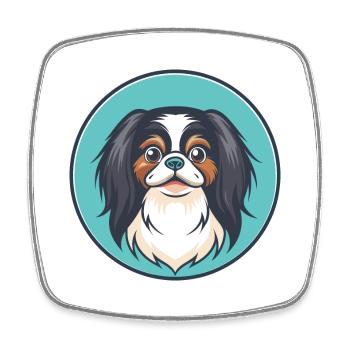 Japanese Chin Dog Breed Cartoon Kawaii Clipart Pet - Square fridge magnet - white - Front