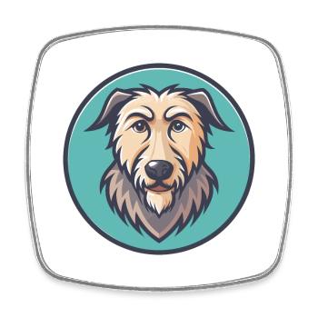 Irish Wolfhound Chien Race Dessin animé Kawaii Clipart - Magnet carré - blanc - Devant