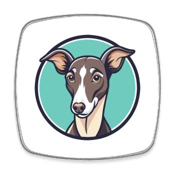 Italian Greyhound Dog Breed Cartoon Kawaii Clipart - Square fridge magnet - white - Front