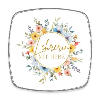 Lehrerin mit Herz! Personalisierbares Design - Viereckiger Kühlschrankmagnet - Weiß - Vorne