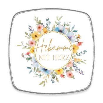 Hebamme mit Herz - personalisierbares Design - Viereckiger Kühlschrankmagnet - Weiß - Vorne