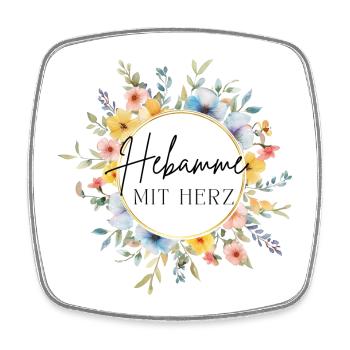 Hebamme mit Herz - personalisierbares Design - Viereckiger Kühlschrankmagnet - Weiß - Vorne