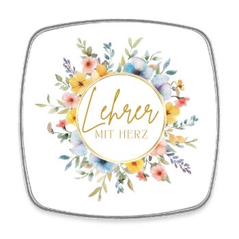 Lehrer mit Herz! Personalisierbares Design - Viereckiger Kühlschrankmagnet - Weiß - Vorne