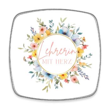 Lehrerin mit Herz! Personalisierbares Design - Viereckiger Kühlschrankmagnet - Weiß - Vorne