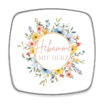 Hebamme mit Herz - personalisierbares Design - Viereckiger Kühlschrankmagnet - Weiß - Vorne
