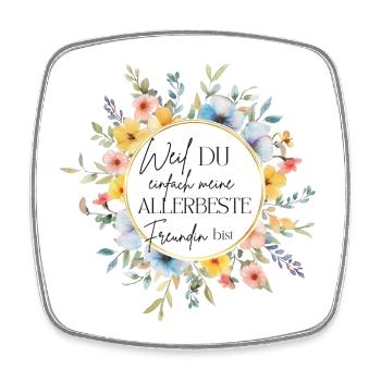 Allerbeste Freundin! Floral, personalisierbar - Viereckiger Kühlschrankmagnet - Weiß - Vorne