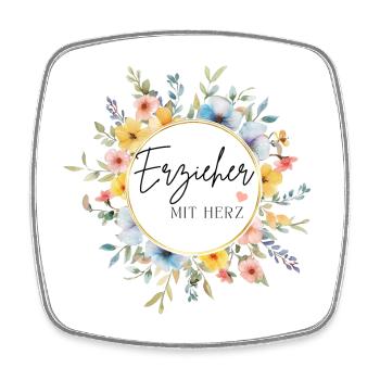 Erzieher mit Herz - personalisierbares Design - Viereckiger Kühlschrankmagnet - Weiß - Vorne