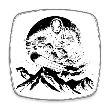 Snowboarder Zeichnung - Viereckiger Kühlschrankmagnet - Weiß - Vorne