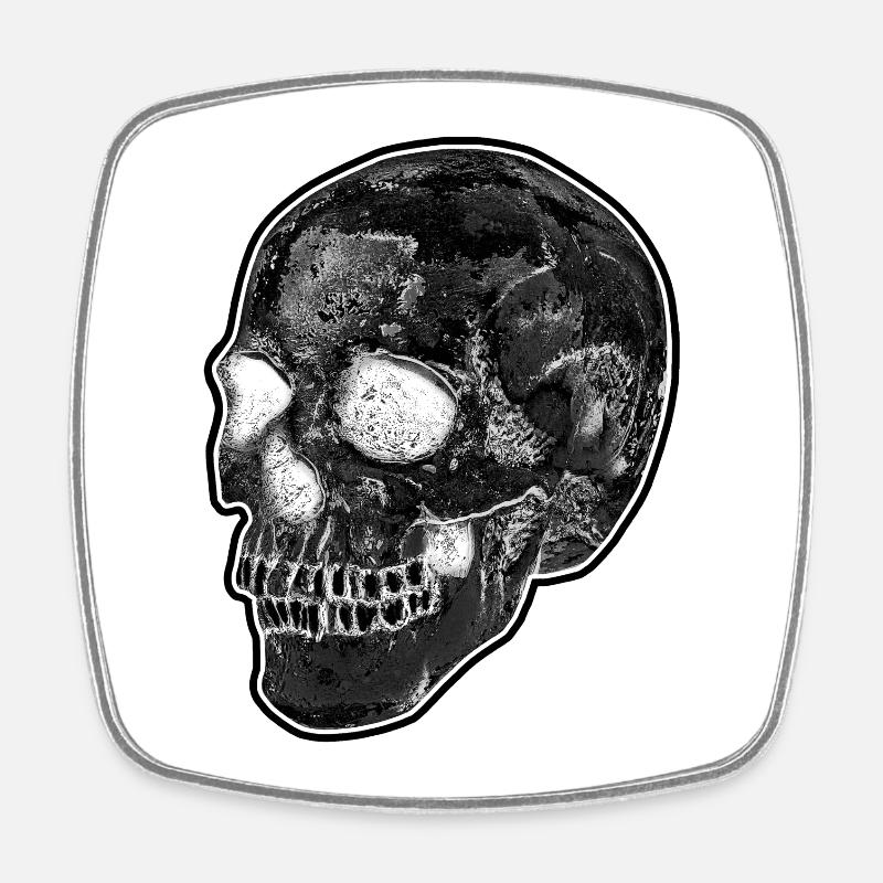 TÊTE DE MORT CLASSIQUE NOIR & BLANC - Magnet carré - blanc
