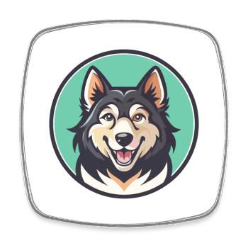 Karakachan Chien Race Dessin animé Kawaii Clipart Animal - Magnet carré - blanc - Devant