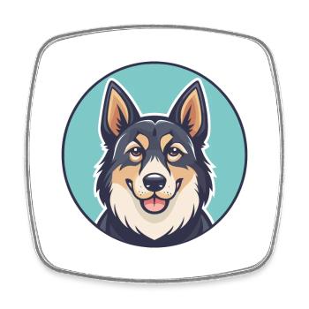 Karst Schäferhund Rasse Karikatur Kawaii Clipart - Viereckiger Kühlschrankmagnet - Weiß - Vorne