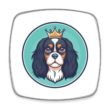 King Charles Spaniel Chien Race Dessin Animé Kawaii Pet - Magnet carré - blanc - Devant