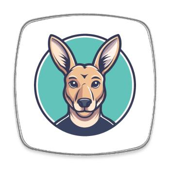 Kangourou Chien Race Dessin animé Kawaii Clipart - Magnet carré - blanc - Devant