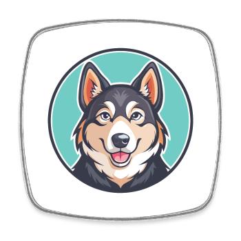 Karelo Finlandais Laïka Chien Race Dessin Animé Kawaii Pet - Magnet carré - blanc - Devant