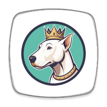 König Weißer Hund Rasse Cartoon Kawaii Clipart - Viereckiger Kühlschrankmagnet - Weiß - Vorne