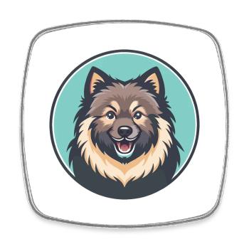Keeshond Dog Breed Colorful Cartoon Kawaii Clipart - Square fridge magnet - white - Front