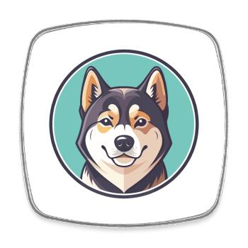 Kishu Ken Hunderasse Cartoon Kawaii Clipart Tier - Viereckiger Kühlschrankmagnet - Weiß - Vorne