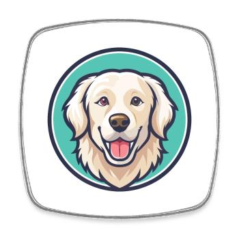 Kuvasz Hund Rasse Cartoon Kawaii Clipart Tier Haustier - Viereckiger Kühlschrankmagnet - Weiß - Vorne