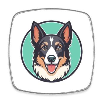 Chien de berger de Majorque Race Dessin animé Kawaii Clipart - Magnet carré - blanc - Devant