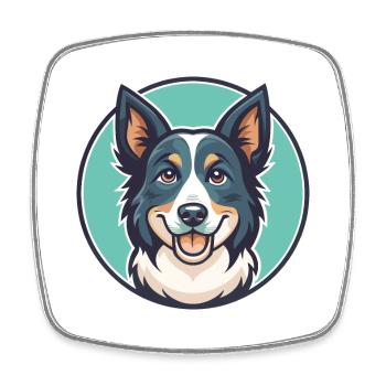 Koolie chien race dessin animé Kawaii Clipart Animal Animal de compagnie - Magnet carré - blanc - Devant