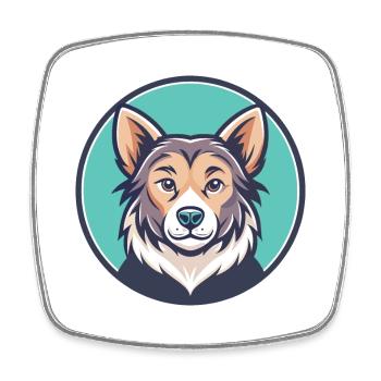 Kyi Leo Hunderasse Cartoon Figur Kawaii Clipart - Viereckiger Kühlschrankmagnet - Weiß - Vorne