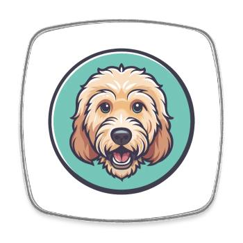 Labradoodle Dog Breed Funny Cartoon Kawaii Clipart - Square fridge magnet - white - Front