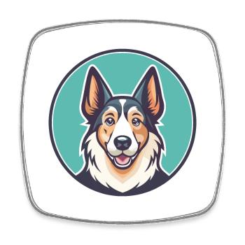 Laufhund Hunderasse Bunte Karikatur Kawaii Clipart - Viereckiger Kühlschrankmagnet - Weiß - Vorne