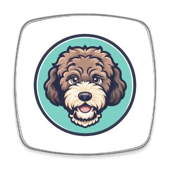 Lagotto Romagnolo Dog Breed Cartoon Kawaii Clipart - Square fridge magnet - white - Front