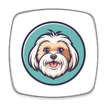 Malteser Hund Rasse Cartoon Figur Kawaii Clipart - Viereckiger Kühlschrankmagnet - Weiß - Vorne