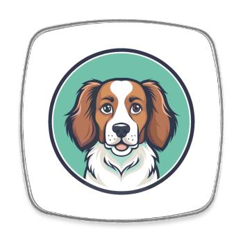Kooikerhondje Chien Race Dessin animé Kawaii Clipart Animal de compagnie - Magnet carré - blanc - Devant